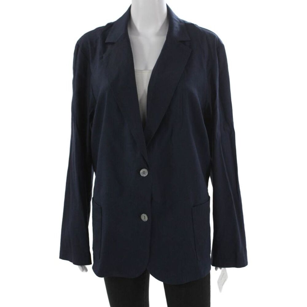 Estelle & Finn Women Blazer Linen Blue Long Sleeve Size 16